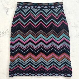 M Missoni Zigzag Knit Pencil Skirt Multicolor Chevron
